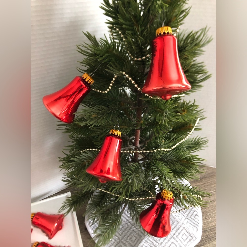 Krebs Red Blown Glass Bell Ornaments